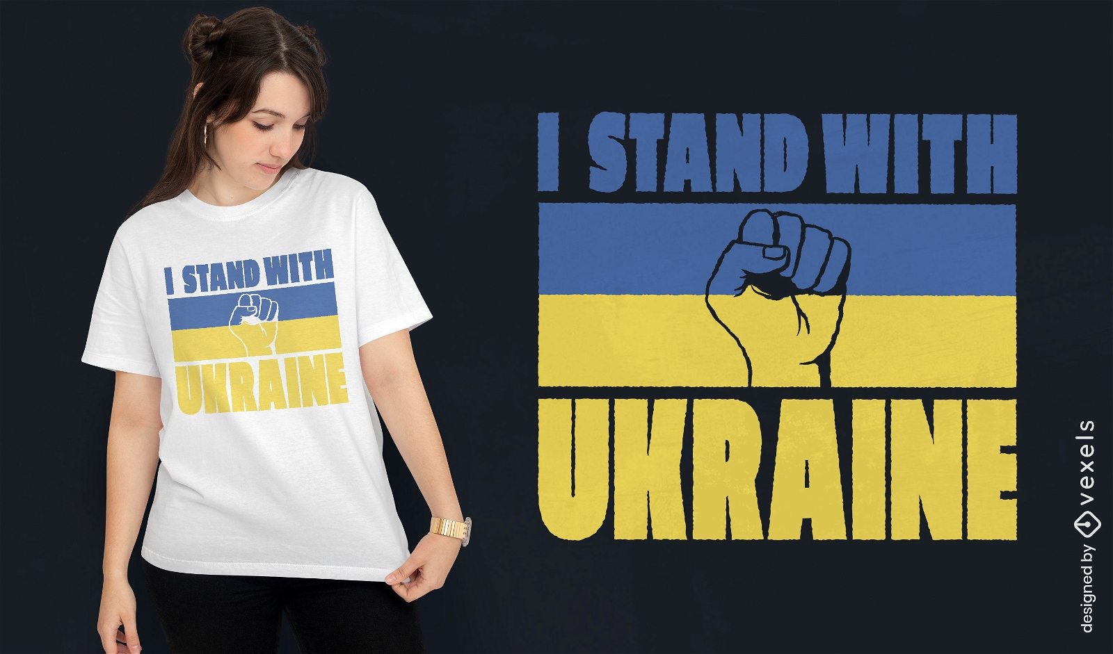 Stehen Sie mit ukrainischem Flaggen-T-Shirt-Design