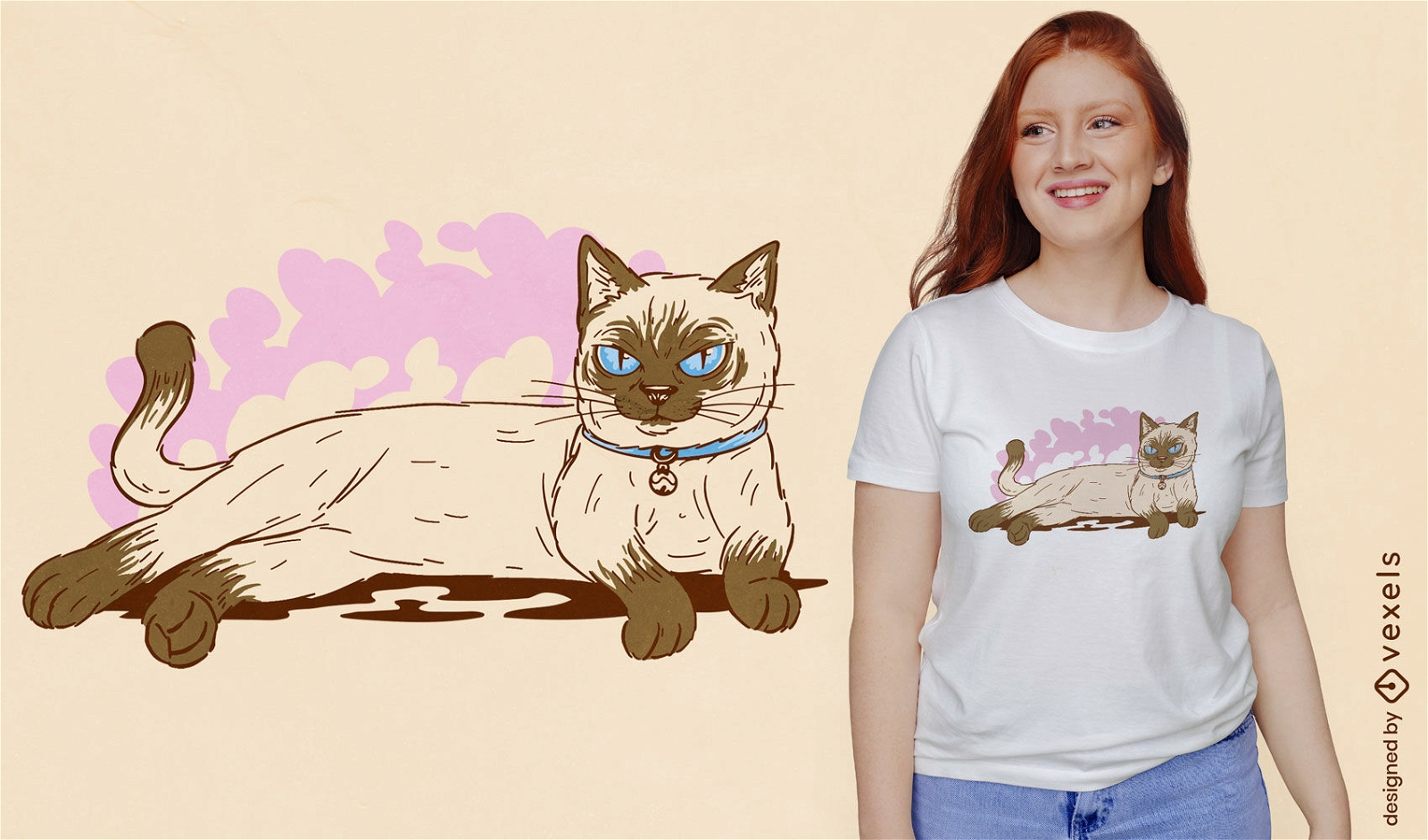 Diseño de camiseta de descanso de animales de gato siamés