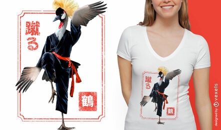 Animal pájaro haciendo diseño de camiseta de artes marciales.