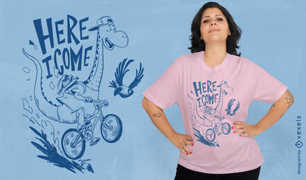 Lustiges Giraffenreitfahrrad-T-Shirt Design