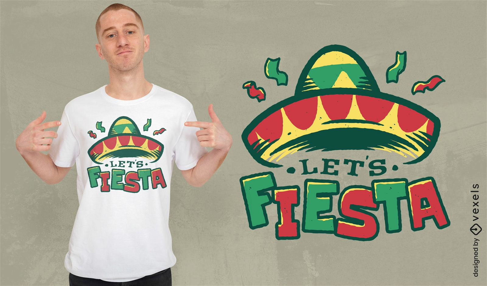 Diseño de camiseta de fiesta de sombrero mexicano.
