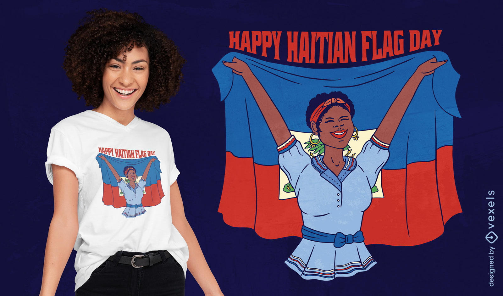 Diseño de camiseta del día de la bandera haitiana.