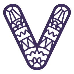 Alfabeto mandala V letra Diseño PNG