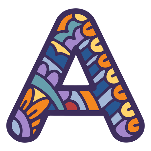 Alphabet color mandala A letter PNG Design