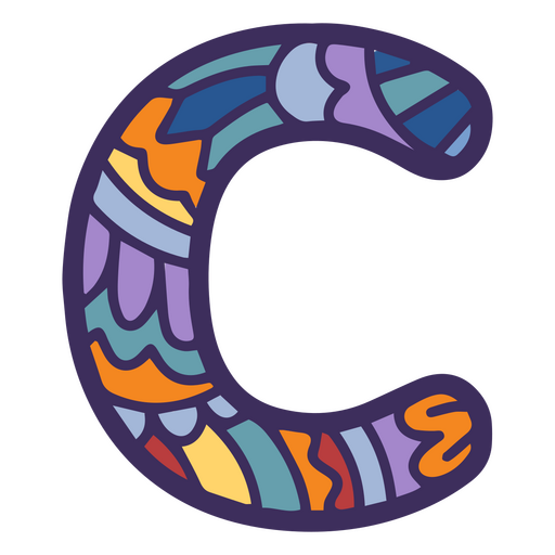 Alphabet color mandala C letter PNG Design