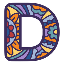 Alphabet color mandala D letter PNG Design