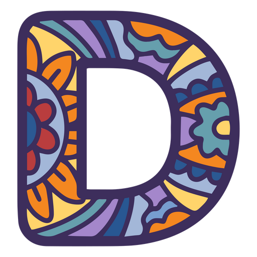 Alphabet color mandala D letter PNG Design