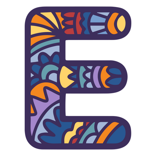 Alphabet color mandala E letter PNG Design
