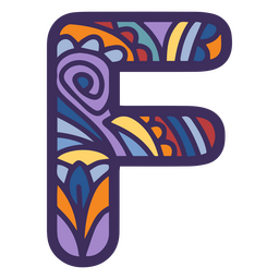 Alfabeto color mandala F letra Diseño PNG