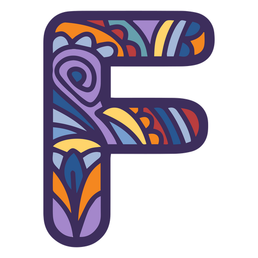 Alphabet color mandala F letter PNG Design