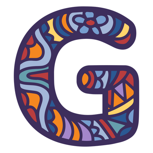 Alfabeto color mandala G letra Diseño PNG