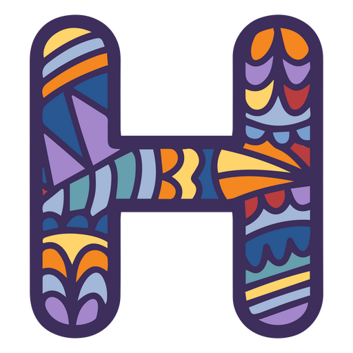 Alphabet color mandala H letter PNG Design