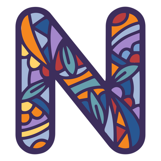 Alphabet Farbe Mandala N Brief PNG-Design