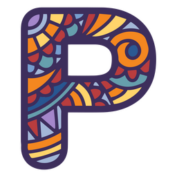 Alphabet color mandala P letter PNG Design Transparent PNG
