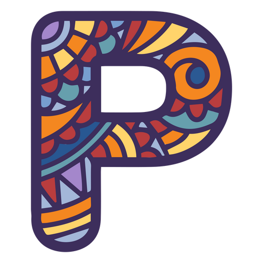 Alphabet color mandala P letter PNG Design