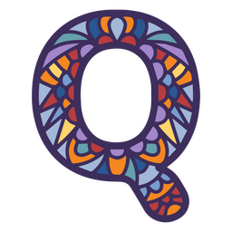 Alphabet color mandala Q letter PNG Design
