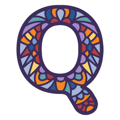 Alphabet Farbe Mandala Q Buchstabe PNG-Design