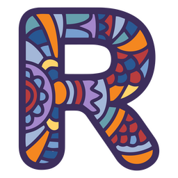 Alphabet color mandala R letter PNG Design Transparent PNG