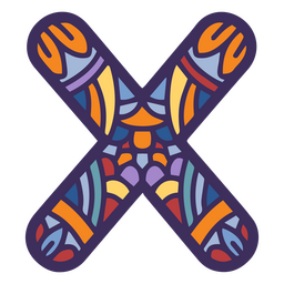 Buchstabe des Alphabet-Farbmandala X PNG-Design