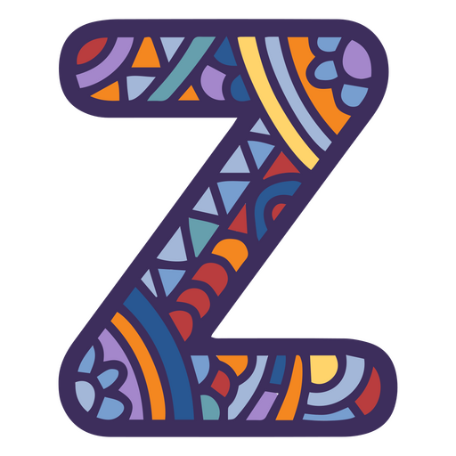 Alphabet color mandala Z letter PNG Design