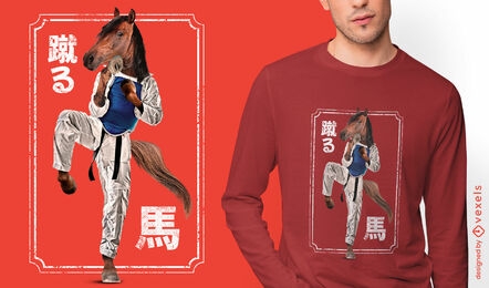 Horse animal doing martial arts t-shirt design