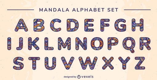 Conjunto de alfabeto de mandala