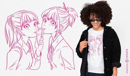 Anime girls eating ice cream t-shirt design