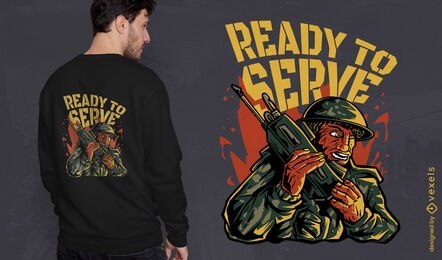 Soldier with giant phone t-shirt design