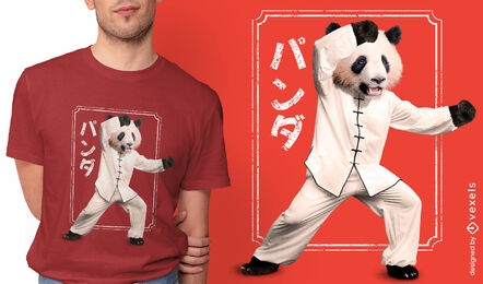 Diseño de camiseta de artes marciales de animales de oso panda.