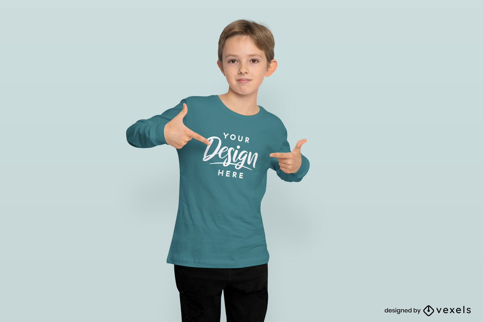 Child in cool pose in sweatshirt mockup