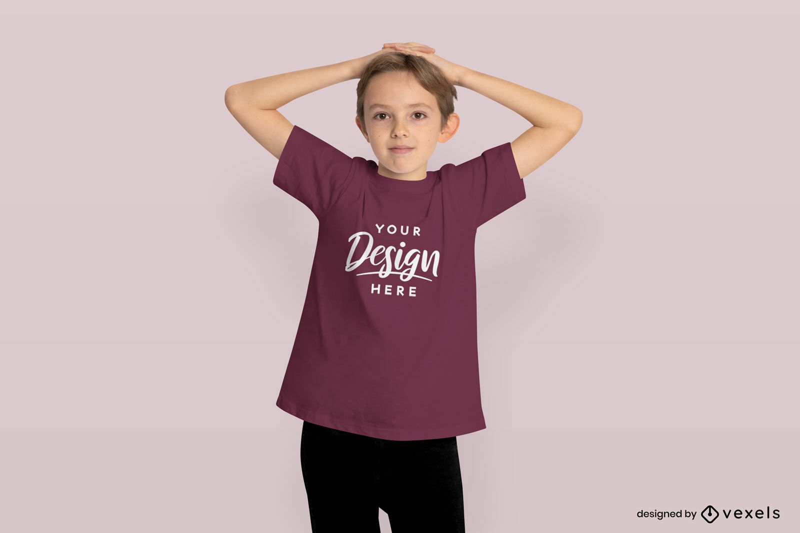 Little boy posing and wearing t-shirt mockup