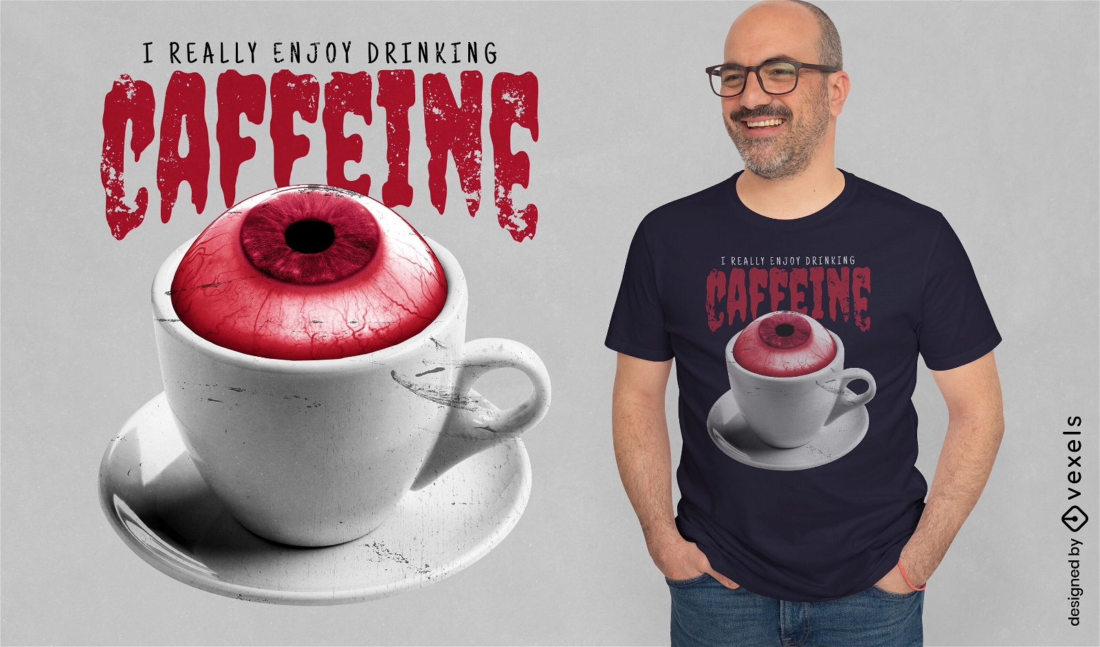 Ojo en diseño de camiseta surrealista de taza de café