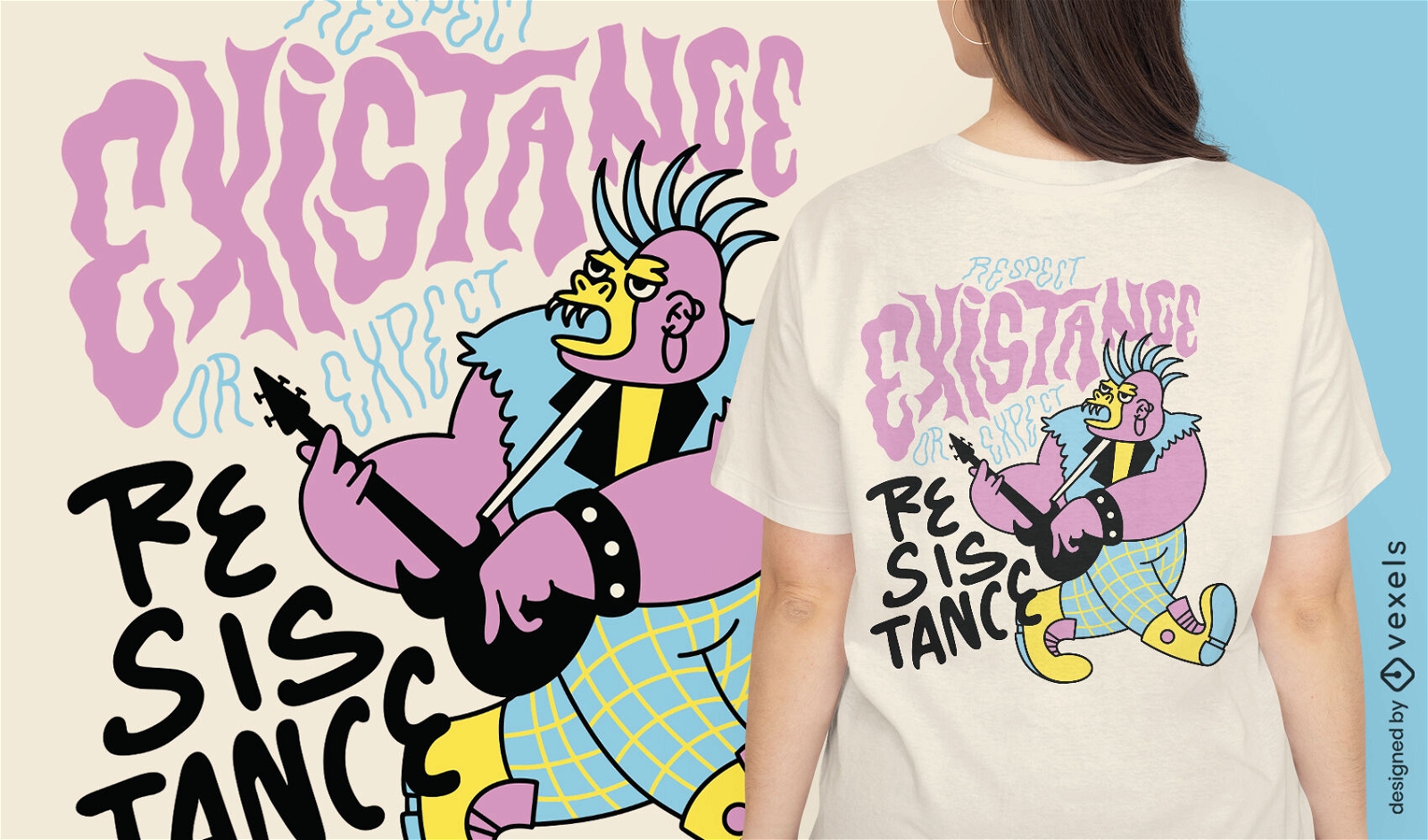 Punk gorilla wild animal t-shirt design