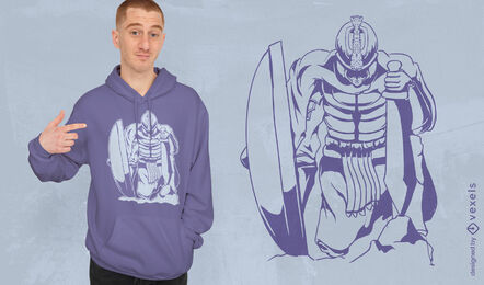 Diseño de camiseta de caballero con espada y escudo