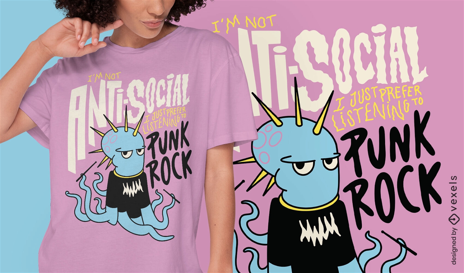 Punk Oktopus wildes Tier-T-Shirt-Design