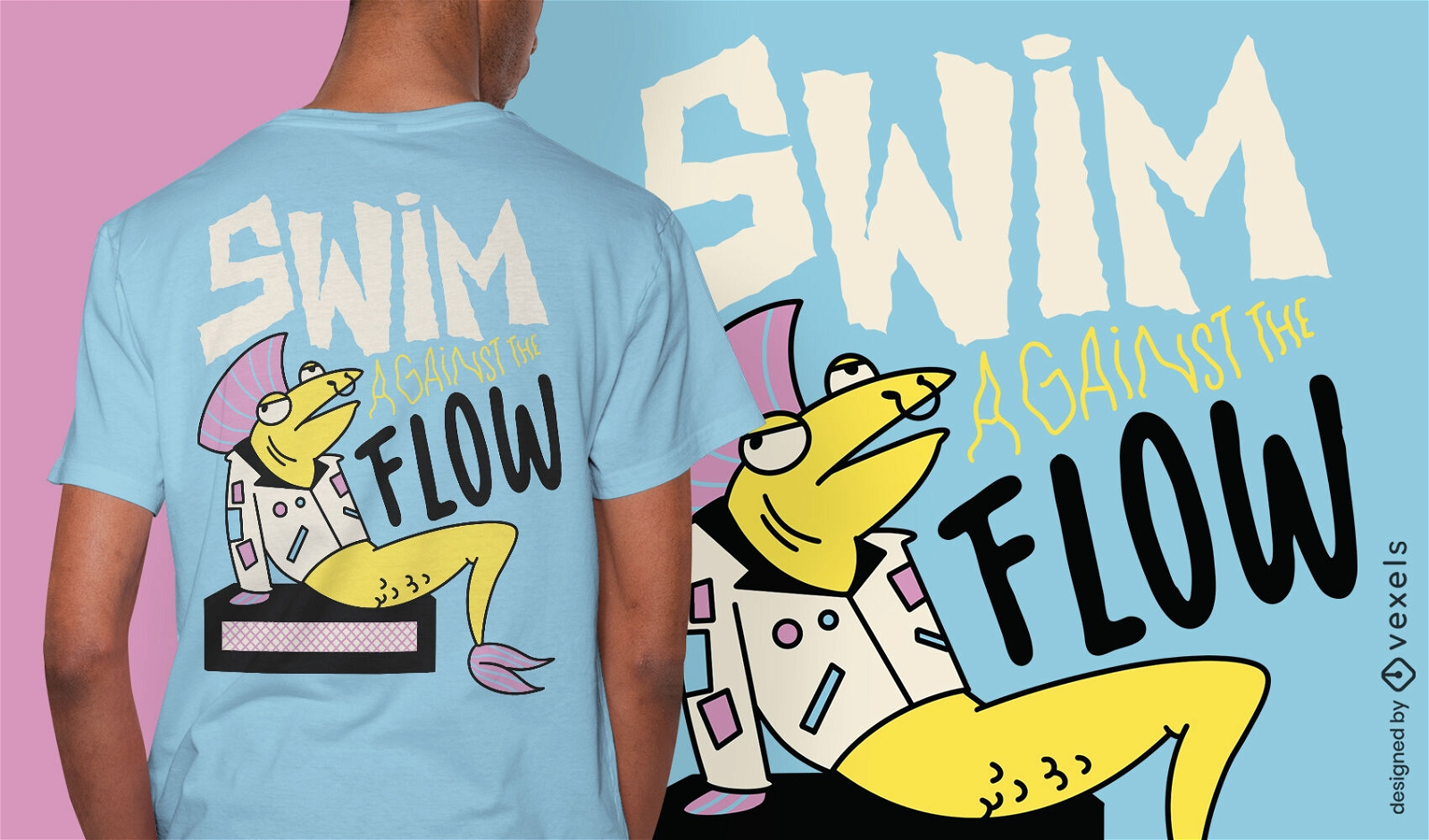 Design de camiseta de animal marinho de peixe punk
