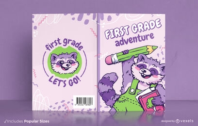 Happy raccoon student book cover design