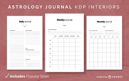 Minimalist astrlogy diary design template KDP