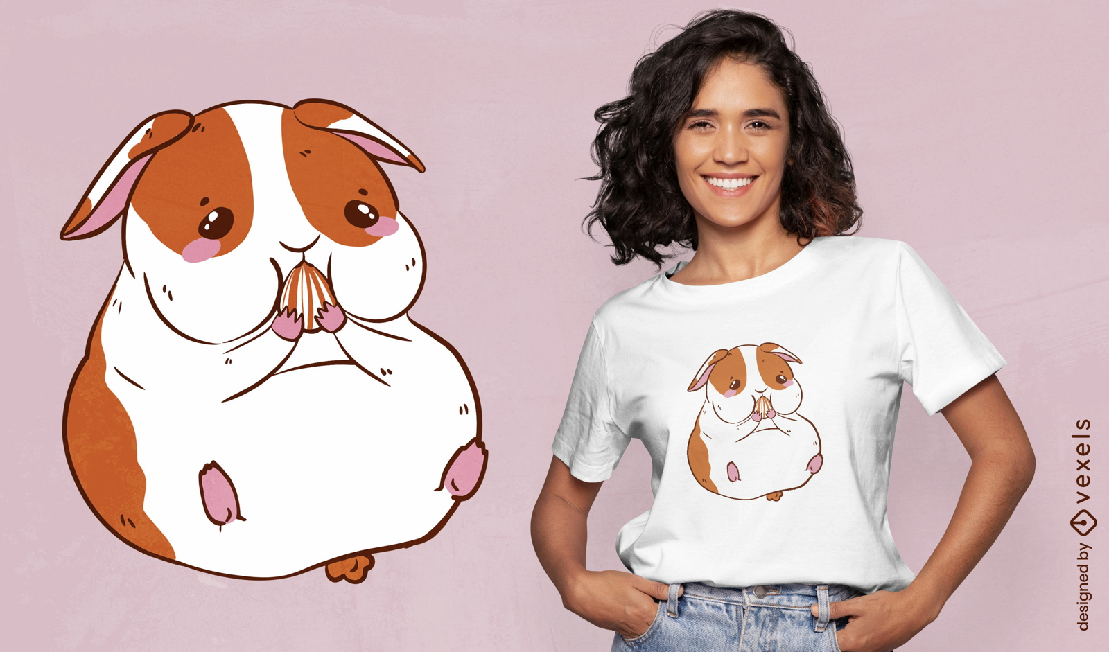 Hamster com design de t-shirt de orelhas de coelho