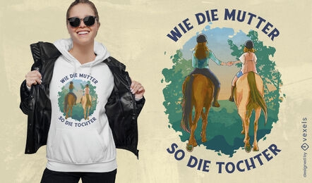 Diseño de camiseta de madre e hija montando caballos
