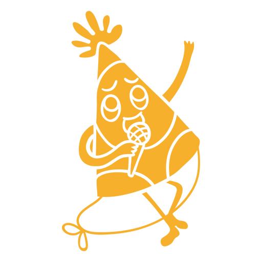 Personaje de dibujos animados con un sombrero de fiesta y sosteniendo un micr?fono Diseño PNG