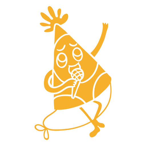 Personaje de dibujos animados con un sombrero de fiesta y sosteniendo un micrófono Diseño PNG