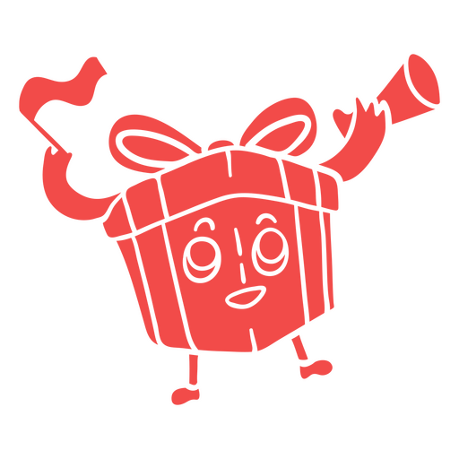 Rote Geschenkbox mit einer Flagge PNG-Design
