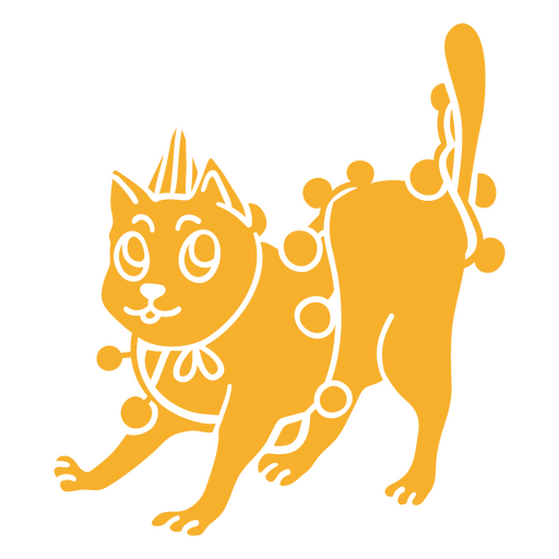 Yellow cat with a crown on its head PNG Design