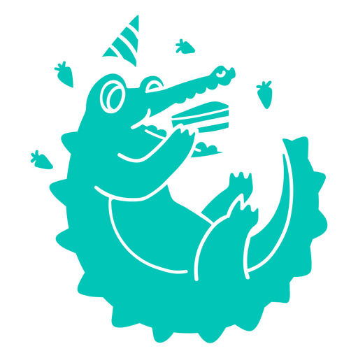 Cocodrilo sosteniendo un pastel de cumpleaños Diseño PNG