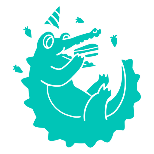 Crocodile holding a birthday cake PNG Design