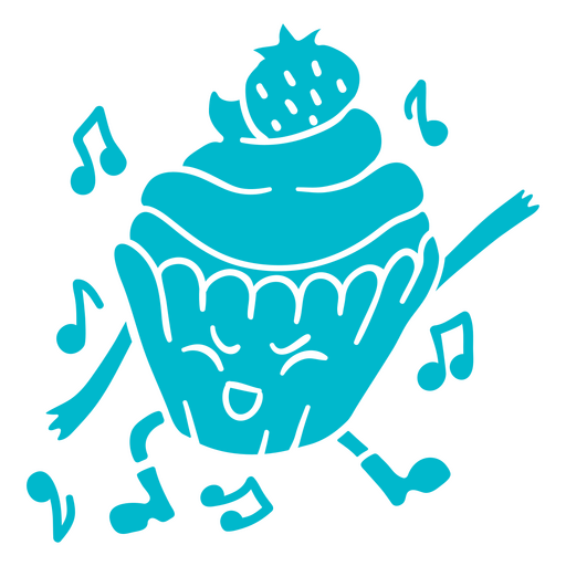 Blue cupcake with music notes on it PNG Design