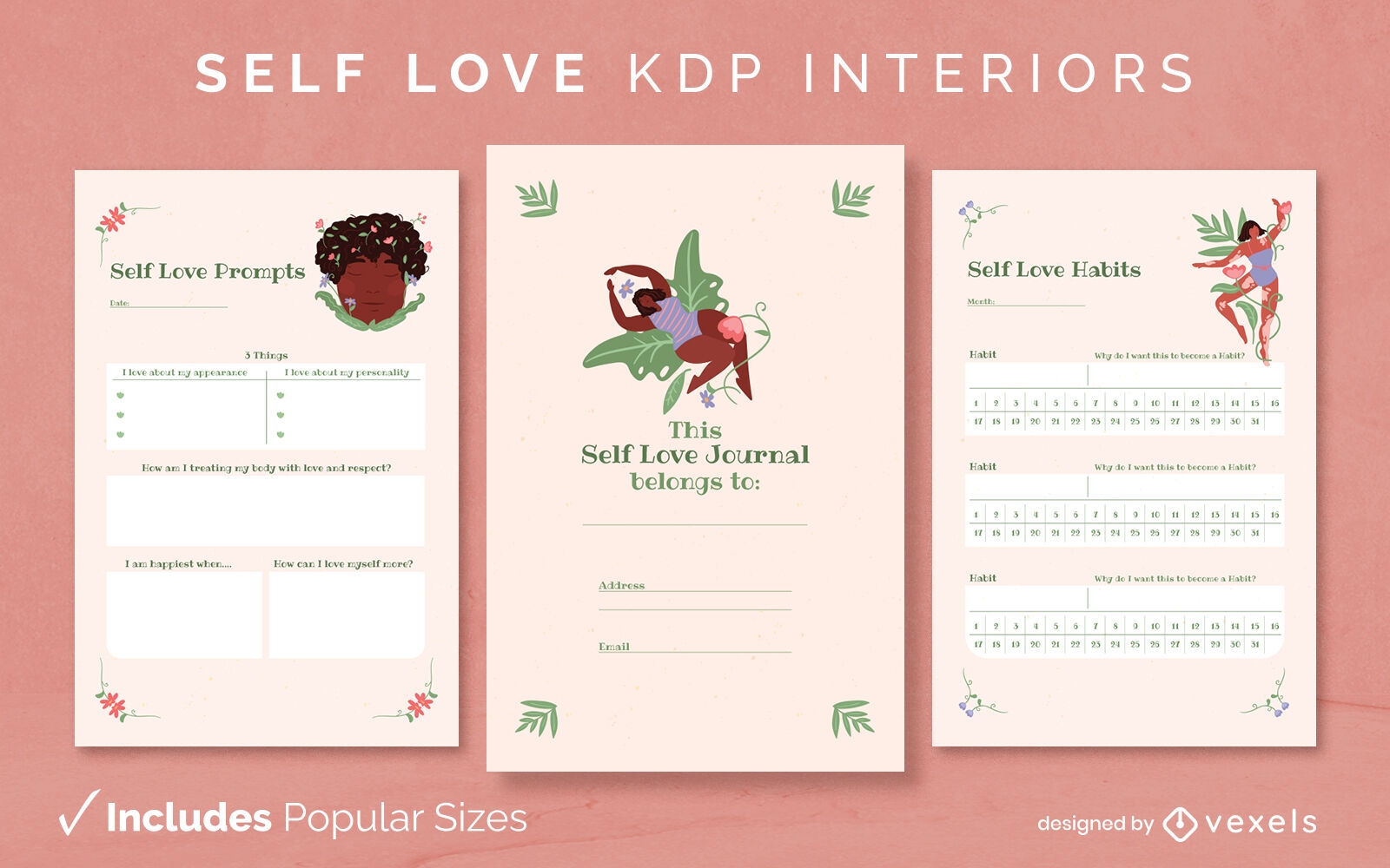 Self love journal template KDP interior design