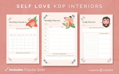 Modelo de diário de amor próprio KDP design de interiores
