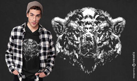 Design detalhado de camiseta com cara de urso polar